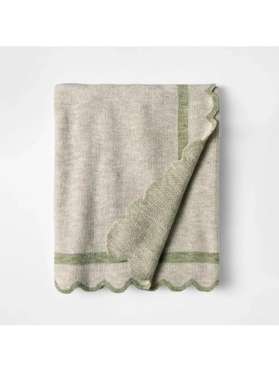 Studio McGee￼ Other - Scalloped Edge Throw Green - Threshold designed with Studio McGee